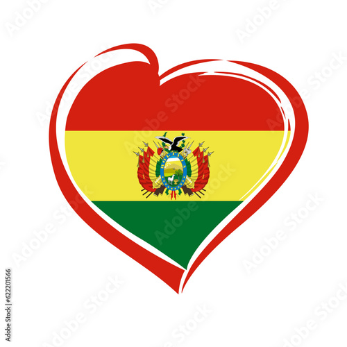 Love Bolivia flag emblem. Happy Independence Day of Bolivia, holiday card.  Vector illustration photo