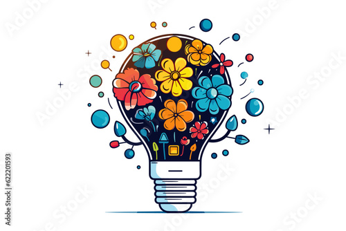 Bulb flower energy vector illustration flat minimal
