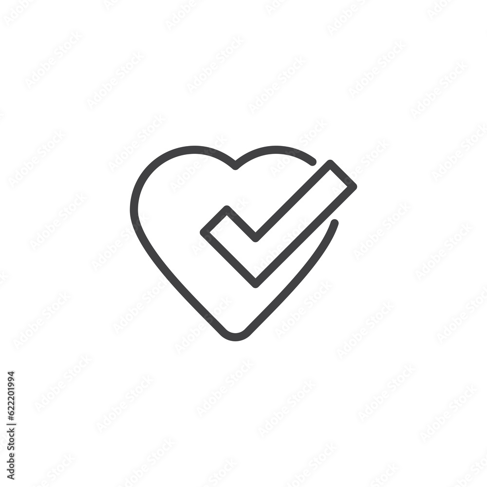 Heart check mark line icon Heart check mark line icon