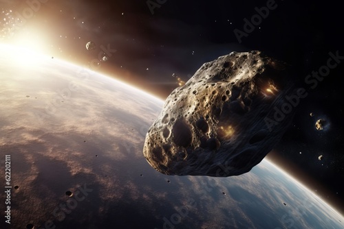 地球に接近した隕石：AI作品 