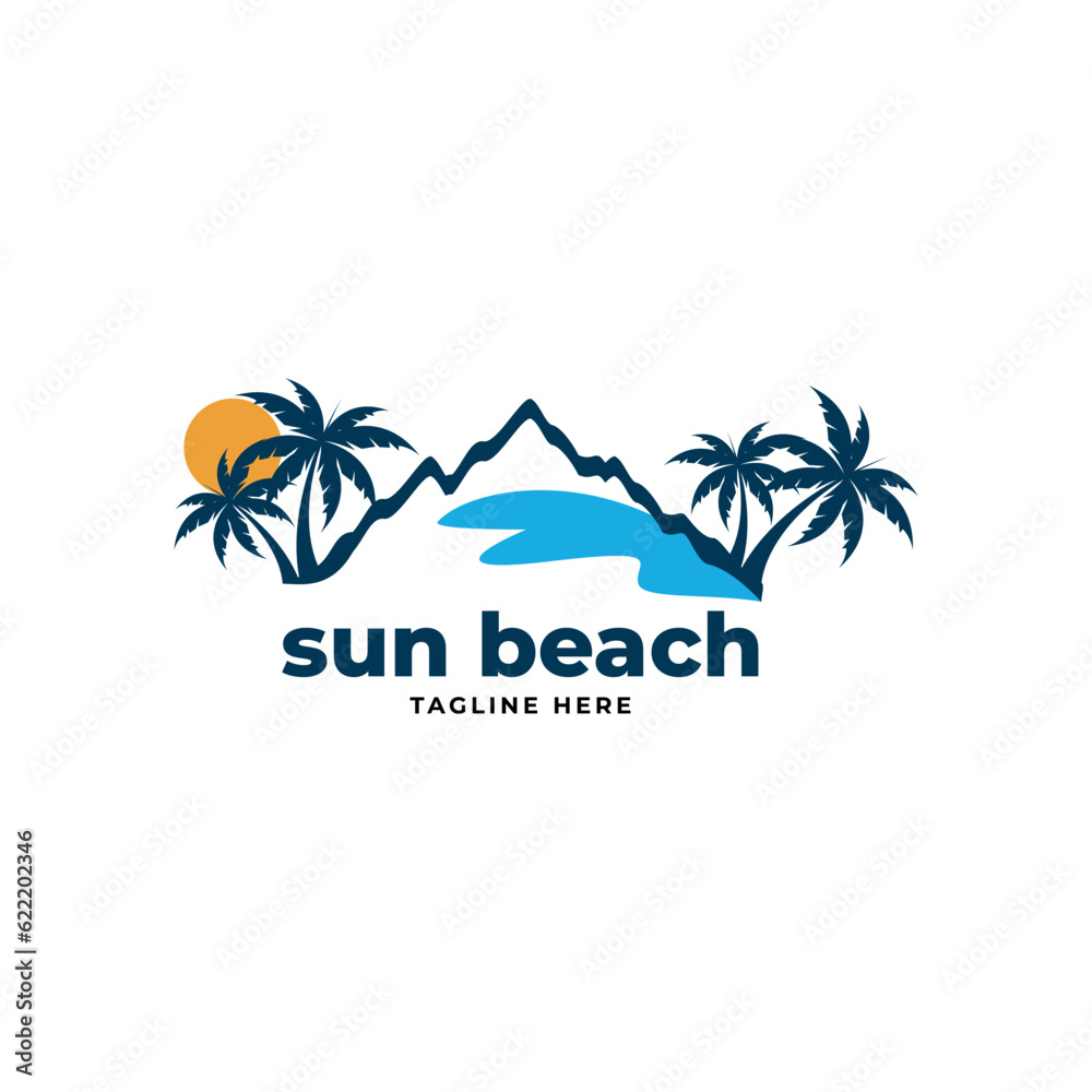 sun beach logo icon vector template.