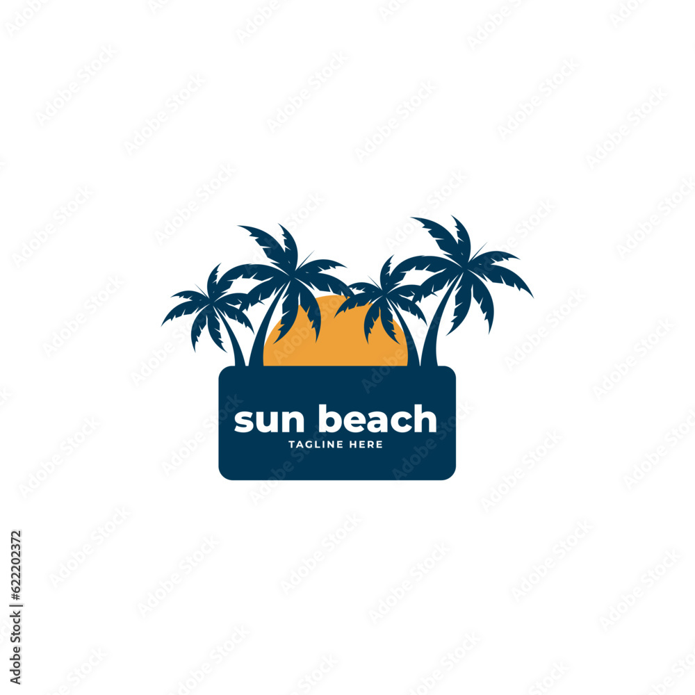 Fototapeta premium sun beach logo icon vector template.
