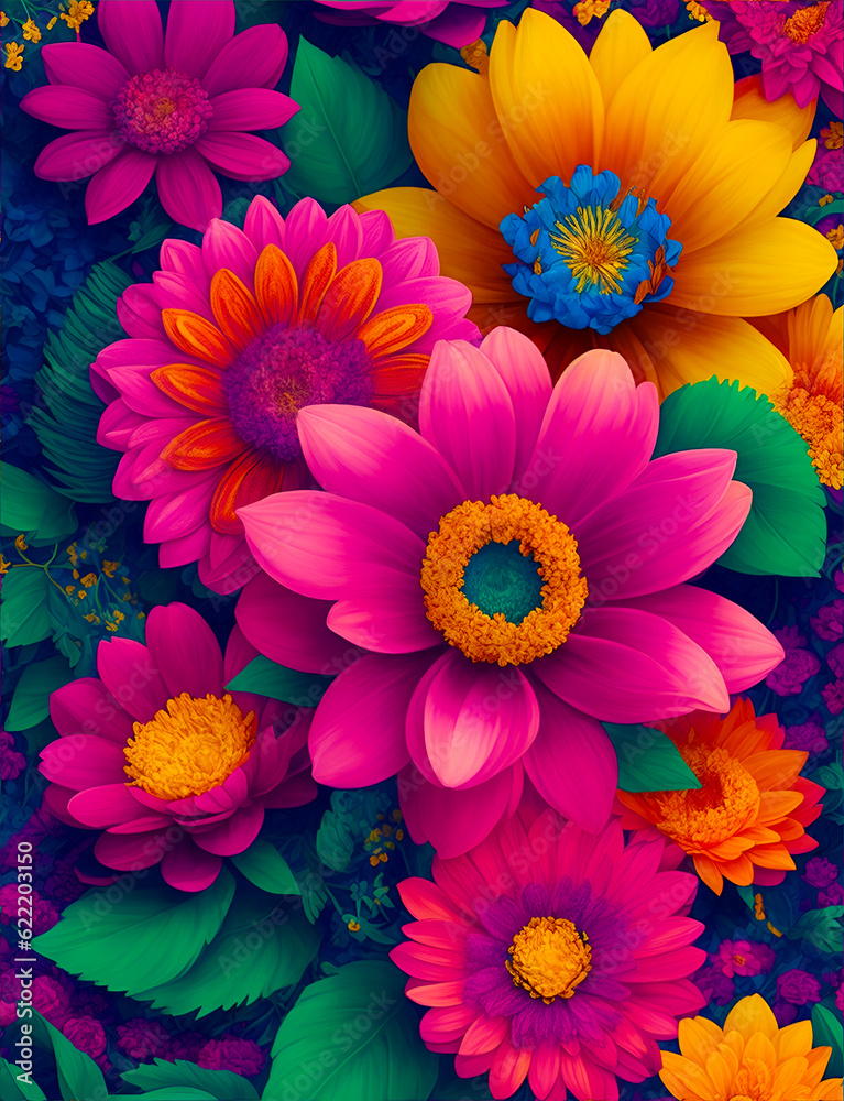 Fototapeta premium A Colorful Background With Lots of Flowers