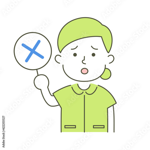 woman, nurse, medical care, NG, denial, negation, negation, simple, simple substance, human, illustration, vector