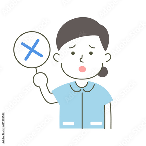 woman, nurse, medical care, NG, denial, negation, negation, simple, simple substance, human, illustration, vector