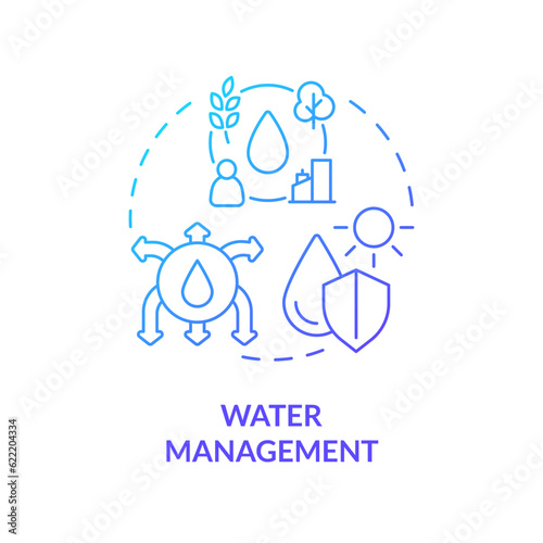 Gradient water management icon representing heatflation concept, isolated vector, linear illustration of solutions to global warming. photo