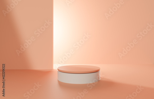 фотографія Illuminated 3d background product display podium scene with light background vector 3d render with podium