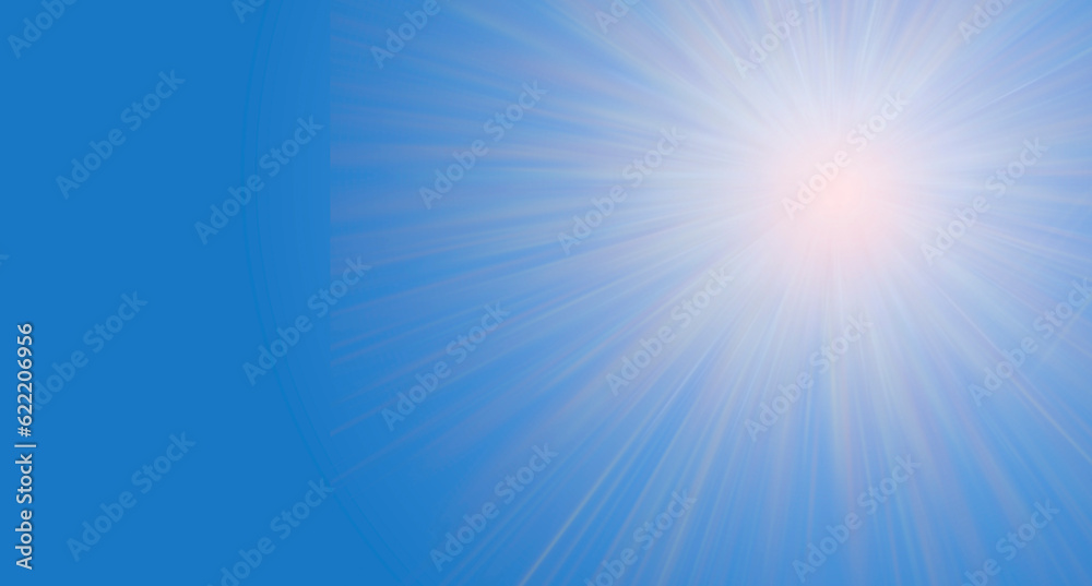 Obraz premium the sun with rays on a blue background. summer solstice banner. illustration