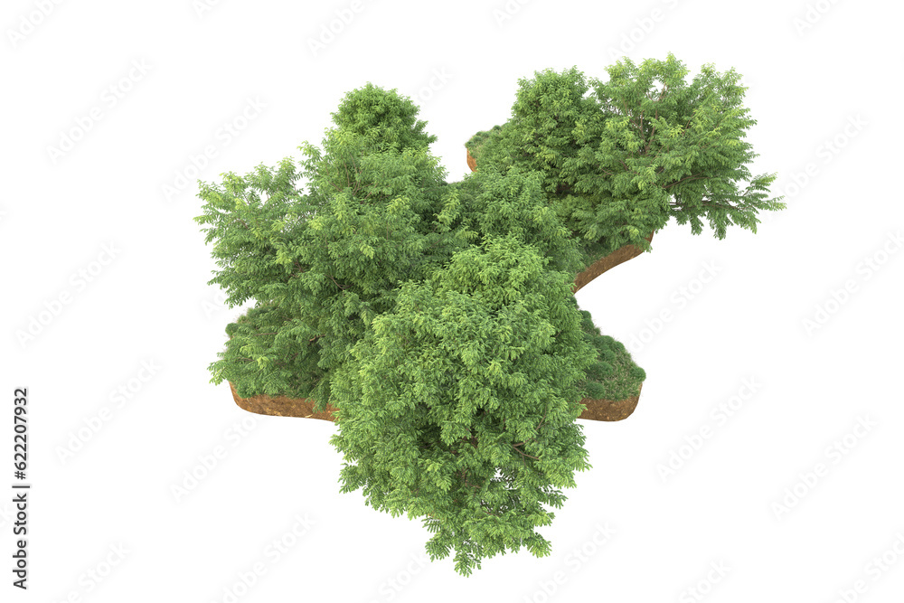 Obraz premium Tropical forest isolated on transparent background. 3d rendering - illustration