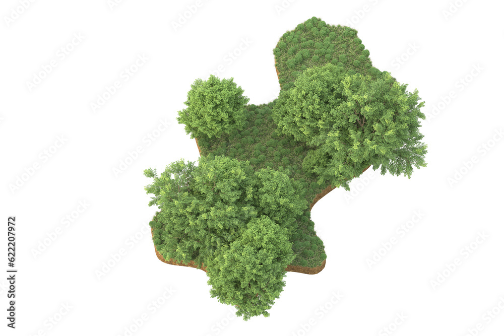 Tropical forest isolated on transparent background. 3d rendering - illustration Tropical forest isolated on transparent background. 3d rendering - illustration