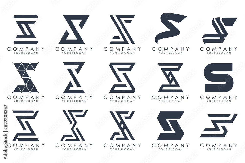 Abstract collection with letters S logo design. creative design logotype S with black colors. Abstract collection with letters S logo design. creative design logotype S with black colors.