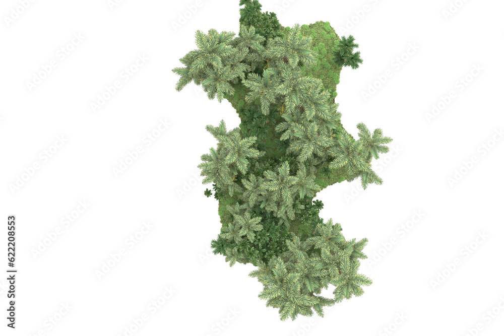 Tropical landscape isolated on transparent background. 3d rendering - illustration Tropical landscape isolated on transparent background. 3d rendering - illustration