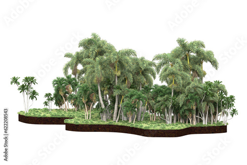 Tropical landscape isolated on transparent background. 3d rendering - illustration