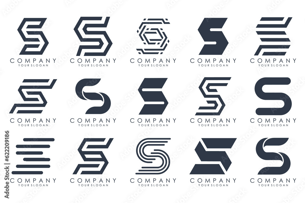 Abstract collection with letters S logo design. creative design logotype S with black colors. Abstract collection with letters S logo design. creative design logotype S with black colors.