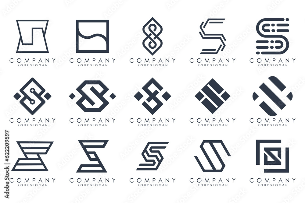 Abstract collection with letters S logo design. creative design logotype S with black colors. Abstract collection with letters S logo design. creative design logotype S with black colors.