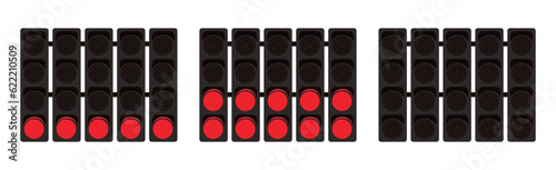 Formula 1 set. Types of tire, car, helmet, pit stop, podium, lights out. Speed racing tournament. Formula One championship. Motorsport concept. Vector Illustration isolated on background