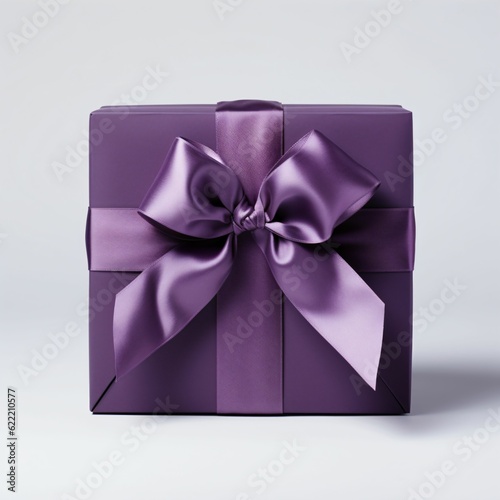 purple gift box with bow - Generative AI