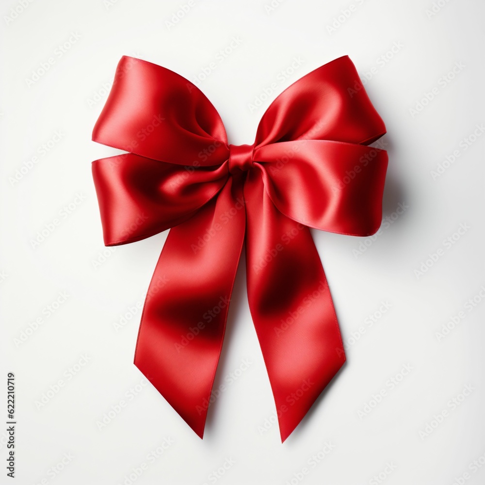 Fototapeta premium red satin ribbon and bow - Generative AI