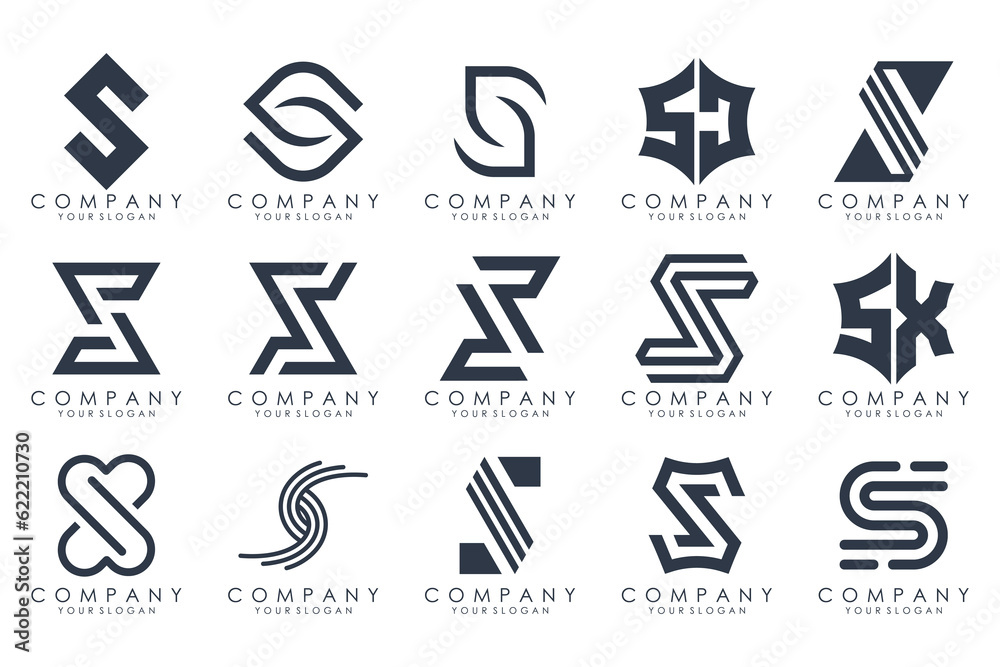 Abstract collection with letters S logo design. creative design logotype S with black colors. Abstract collection with letters S logo design. creative design logotype S with black colors.