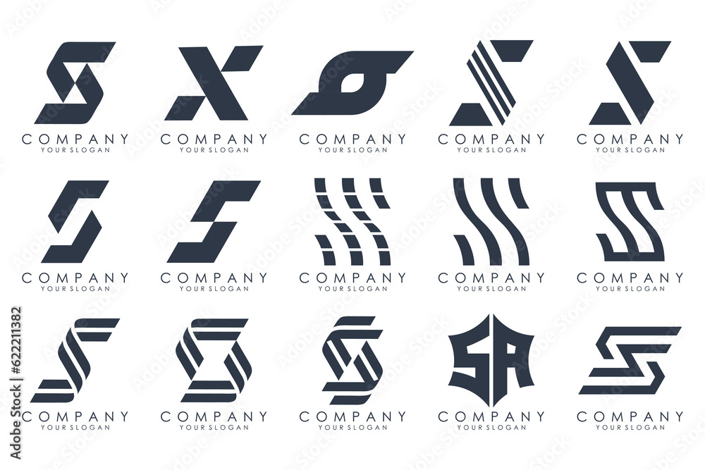 Abstract collection with letters S logo design. creative design logotype S with black colors. Abstract collection with letters S logo design. creative design logotype S with black colors.