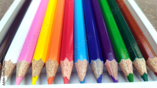 many drawing colour pencil in a box
