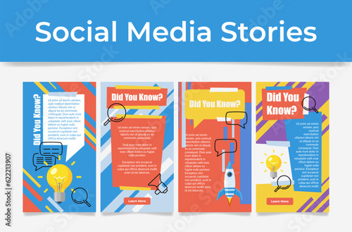 Did you know advice help guidance quick tips message social media stories template set vector