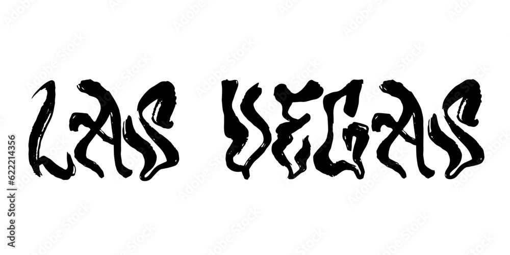 Las Vegas USA Lettering. Hand drawn letters. Hand drawn greeting card with text Las Vegas. Vector black illustration isolated on white background eps 10 Las Vegas USA Lettering. Hand drawn letters. Hand drawn greeting card with text Las Vegas. Vector black illustration isolated on white background eps 10