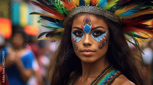 portrait of a woman at the Brazilian Carnival, AI generated