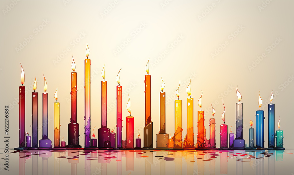 Picture with colorful creative candles, on a light background.