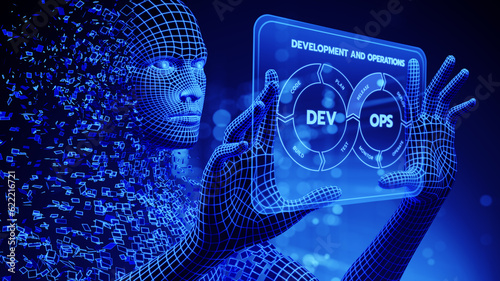 DevOps Dev Ops software development. Business Technology Automation Process Concept photo