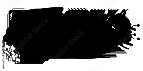 Rectangular design clipart in tech style isolated on white. Short tech plate with copy space. Clipart.