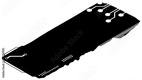 Isometric rectangular design clipart in tech style isolated on white. Short tech plate with copy space. Vector clipart.