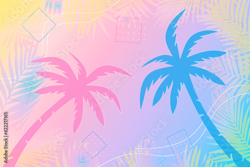 palm trees  multicolored palm silhouettes background