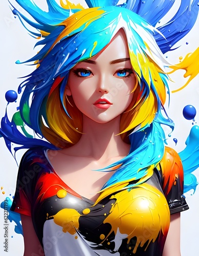 portrait of a beautiful and colorful woman