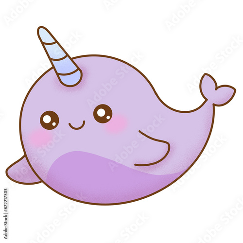 Cute Purple Narwhal Illustration