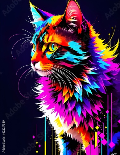 cat with eyes color Ai generated 