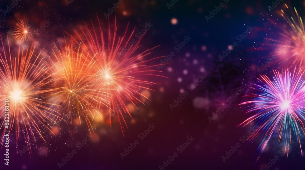 Abstract firework background with free space for text
