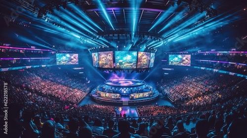 Impact of esports on the gaming industry, blurring the lines between gaming and professional sports. Witness the rise of esports as a legitimate form of competition. Generated by AI.