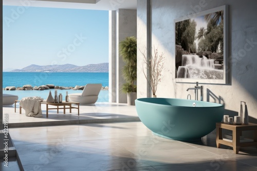 Close-Up of a Luxurious bathroom design.  Freestanding Tub in a Modern and Stylish Setting