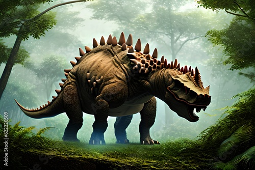 Stegosaurus Dinosaur, Generative AI Illustration © pandawild