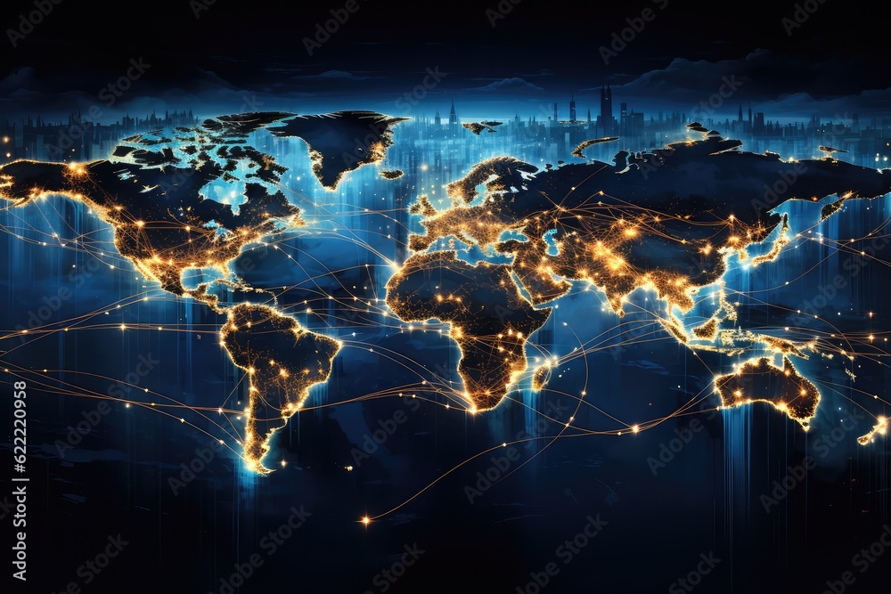 map with many network lines surrounding it from the ground, in the ...