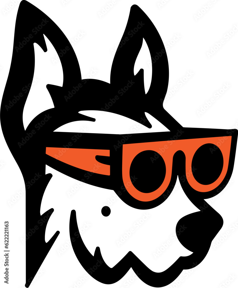 Dog Head with Glasses Logo Illustration