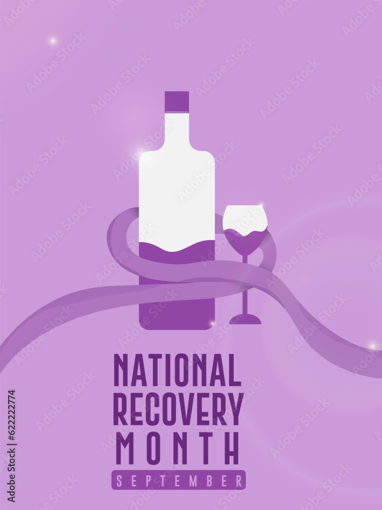 Fototapeta National Recovery Month September with purple background poster design Vector il
