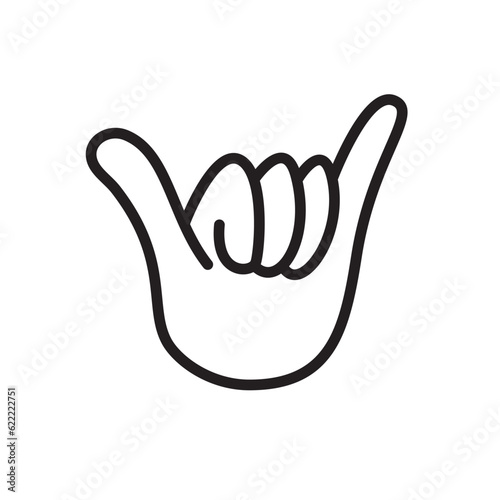 shaka hand gesture sign icon aloha design vector flat isolated illustration