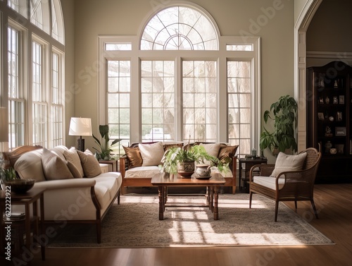 Modern home interior design idea  natural light  elegant and glamour. Generative ai