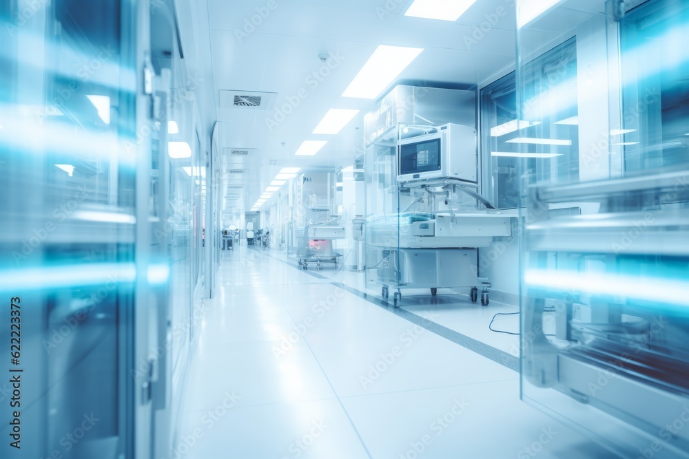 Blurred Interior Of Hospital Labs, Generative AI Blurred Interior Of Hospital Labs, Generative AI