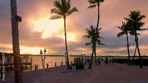 Beautiful pier on the Florida Keys at sunset - travel photography photo