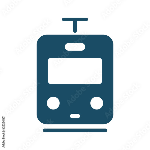 High quality dark blue flat tramway icon. Pictogram, icon set, illustration.