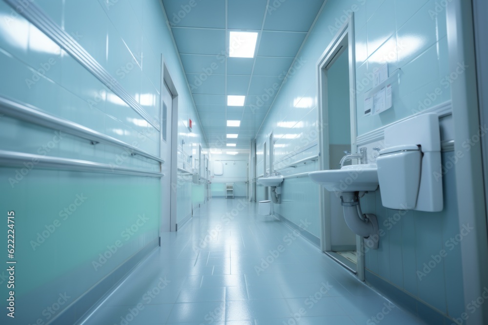 Blurred Interior Of Hospital Toilet, Generative AI Blurred Interior Of Hospital Toilet, Generative AI