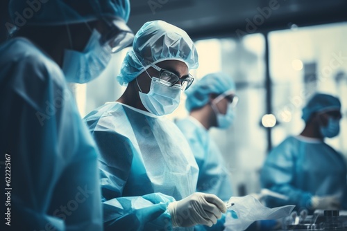 Blurred Interior Of Medical Team Performing Surgical Operation, Generative AI 